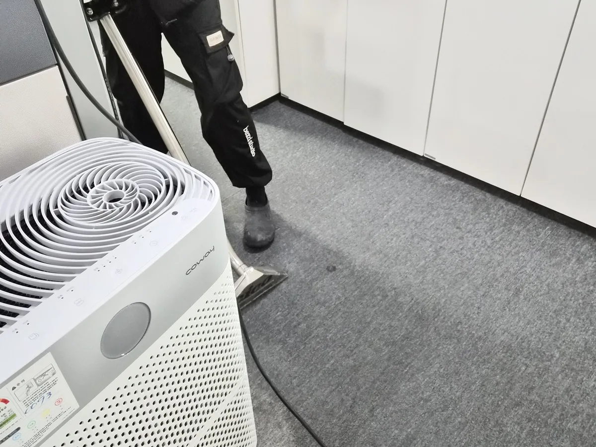 양주시 봉양동 사업장 로비·복도 카페트 바닥 위생청소 사례 - 행진크린